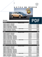 Opel Astra MY2011 Price List and Options