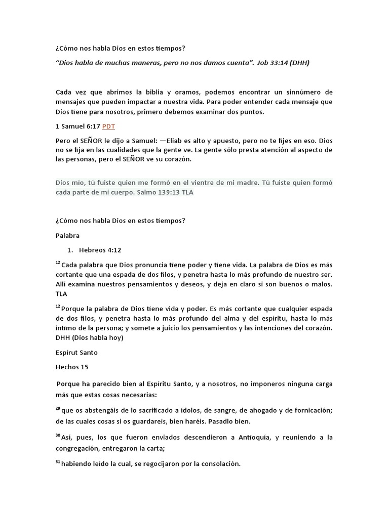 Cómo Nos Habla Dios en Estos Tiempos | PDF | Dios | Alma