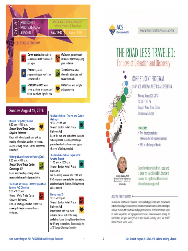 Fall 2018 Core Student Program Guide Booklet | PDF | Chemist | Graduate ...