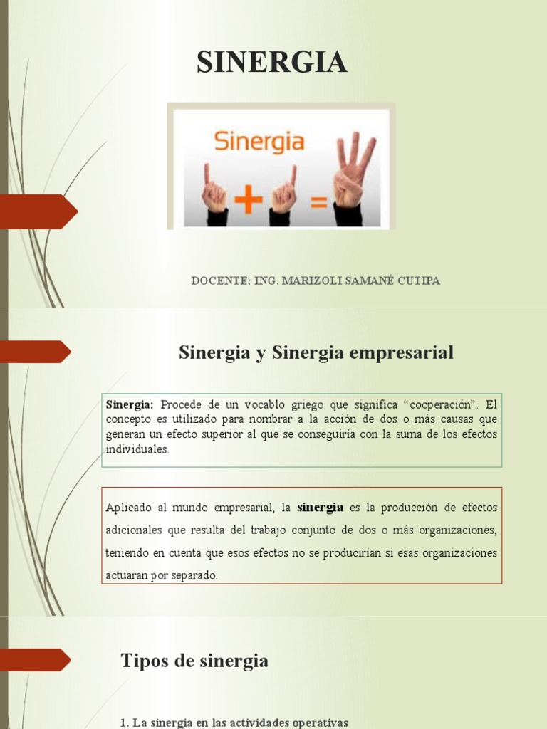 Definición y Tipos de Sinergia Empresarial | PDF | Proyecto conjunto ...