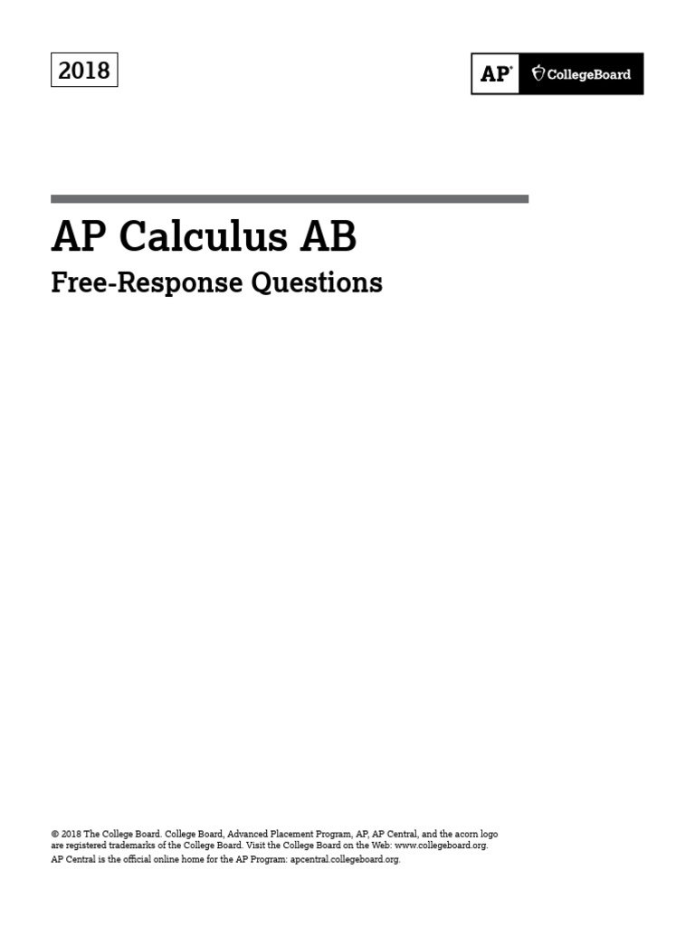 AP Calculus AB FreeResponse Questions PDF Derivative Tangent
