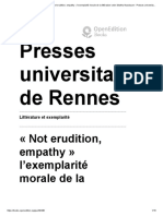 Littérature Et Exemplarité - Not Erudition, Empathy L'exemplarité Morale de La Littérature Selon Martha Nussbaum - Presses Universitaires de Rennes