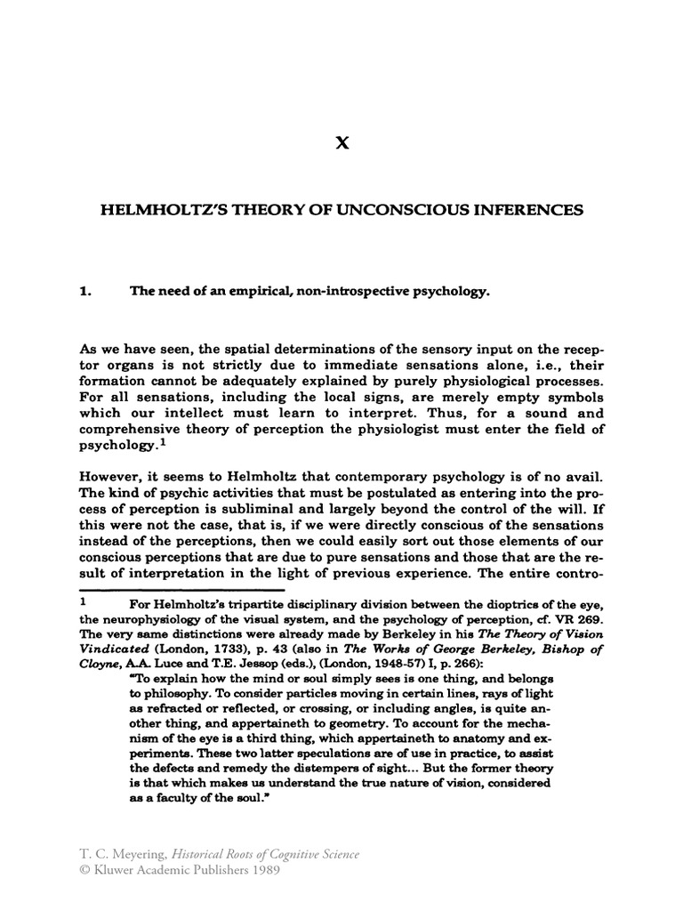 Helmholtz'S Theory of Unconscious Inferences | PDF | Idea | Thought