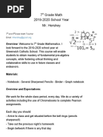 7 Grade Math 2019-2020 School Year Mr. Hershey