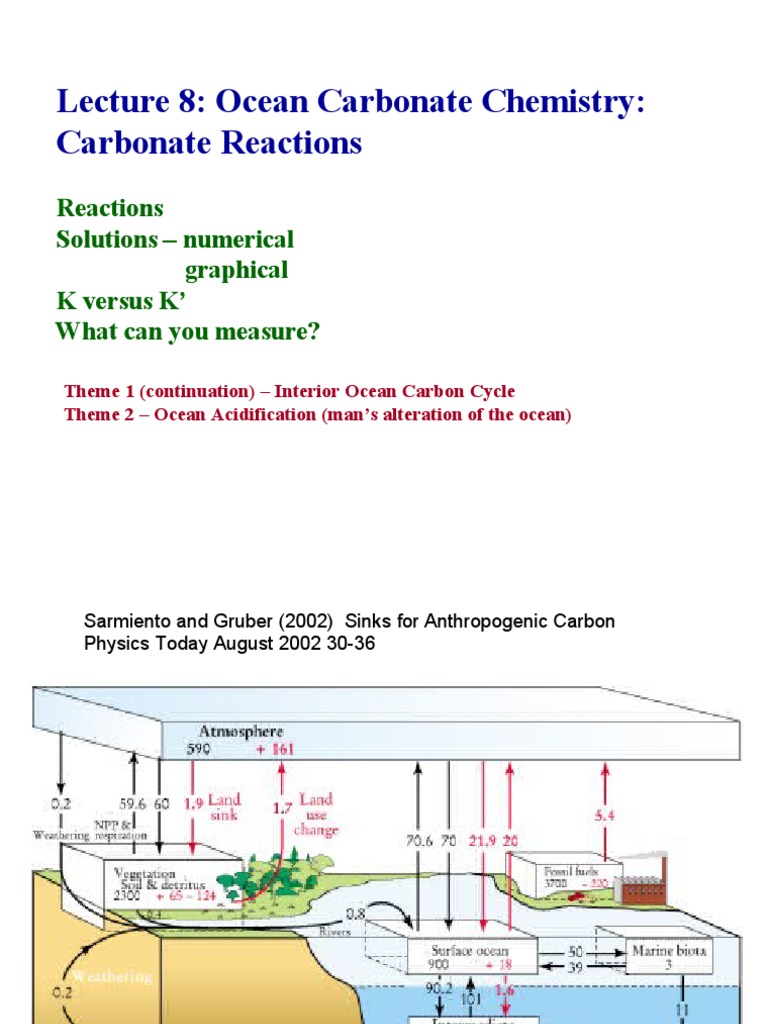 Lecture 8: Ocean Carbonate Chemistry: Carbonate Reactions | PDF ...
