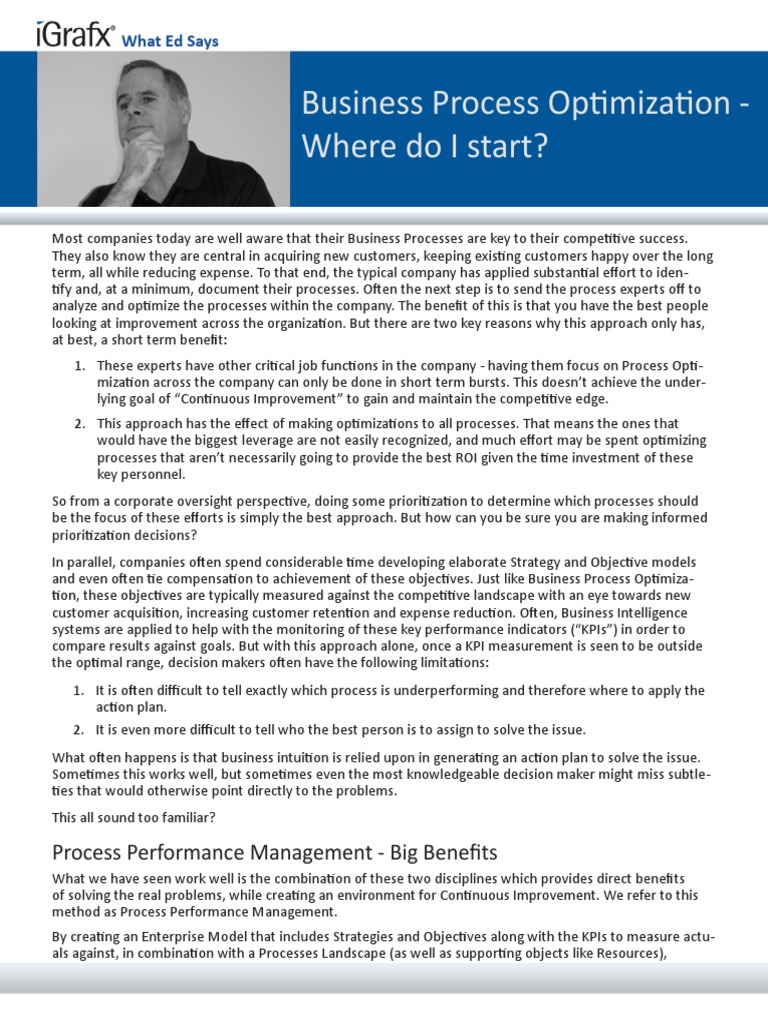 Business Process Optimization - Where Do I Start?: What Ed Says | PDF ...