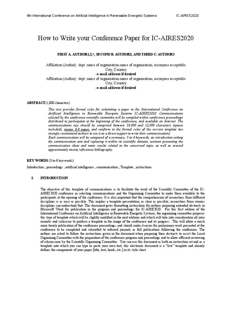 How To Write Your Conference Paper For ICAIRES2020 First A. Author1,2