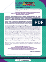 Nota de Prensa: PL5377 - Paridad Horizontal y Alternancia en Las Elecciones Regionales y Municipales