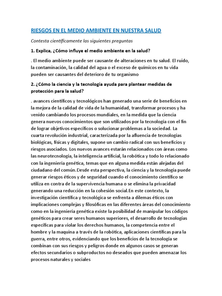 Impacto del Medio Ambiente en la Salud | PDF | Salud Ambiental ...