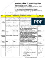 Cronograma de Actividades Por El 77 Aniversario de La Institucion Educativa 1135