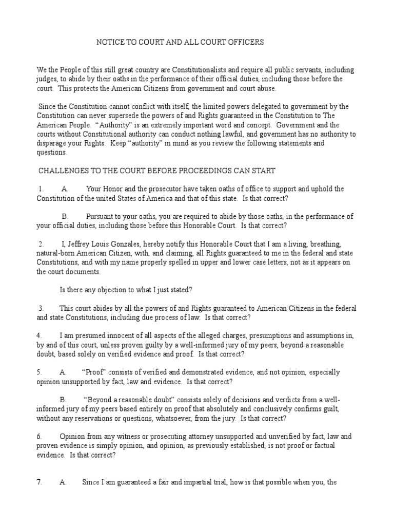 Constitutional Rights Court Notice | PDF | Social Science | Law