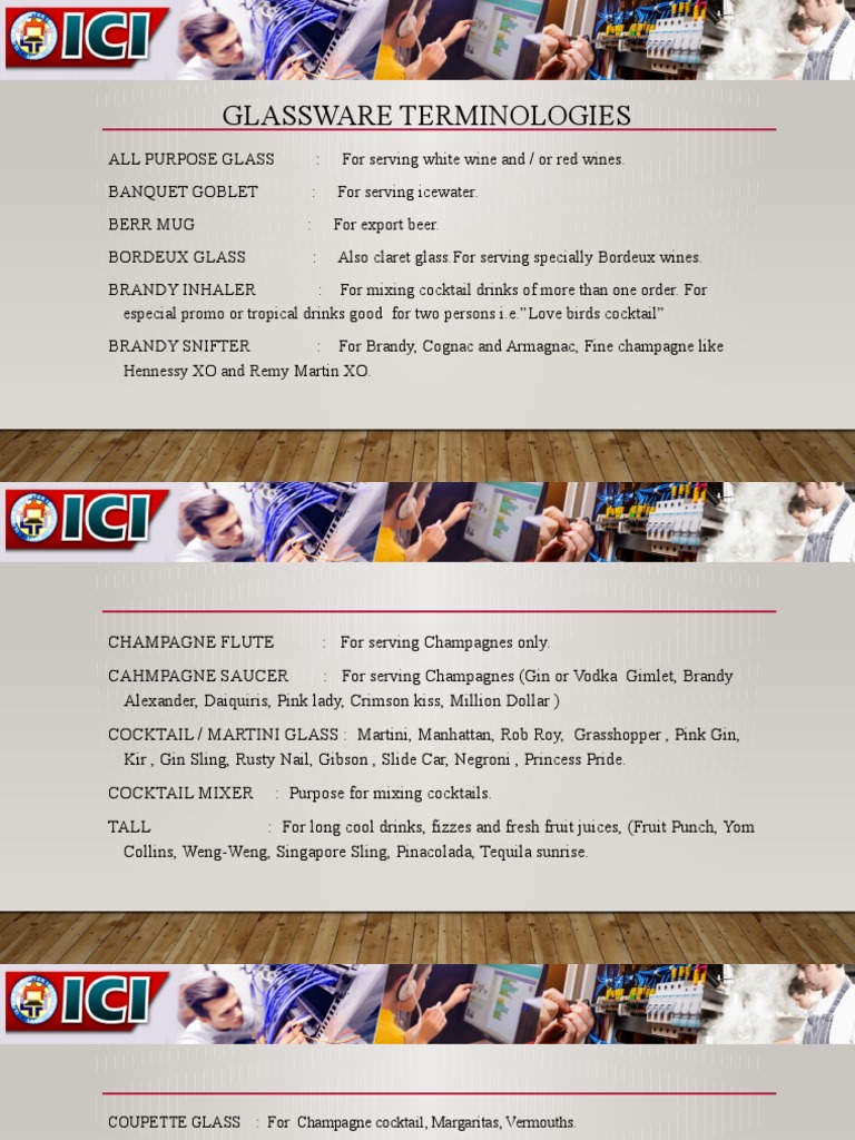 Types of Glassware in F&B Service | PDF