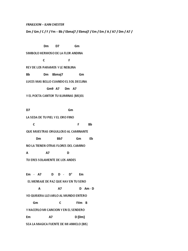 Frailejon Acordes y Letra PDF | PDF