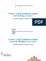Course: Legal Technici: An English Unit II: Being A Lawyer