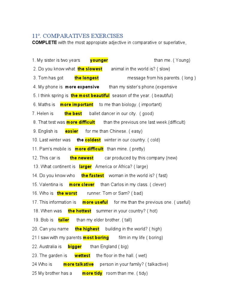 11º Comparative Exercise | PDF | Language Arts & Discipline | Foreign ...