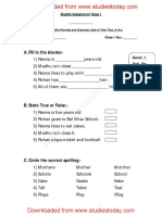 CBSE Class 1 English Assignments (1) - My Friends and Grammer PDF
