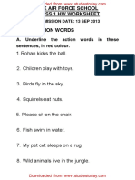 CBSE Class 1 English Worksheets (50) - Action Words PDF