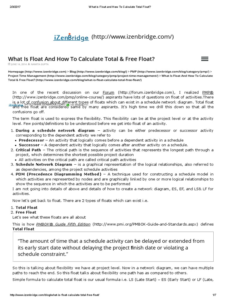 What Is Float and How To Calculate Total Float - PDF | PDF | Business ...