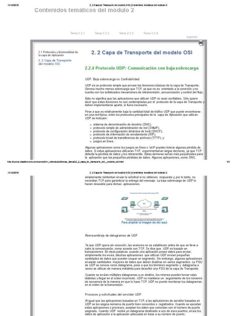 Protocolo UDP en la Capa de Transporte | PDF | Comunicación por medio ...