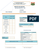 Boleta de Notas de Primer Grado