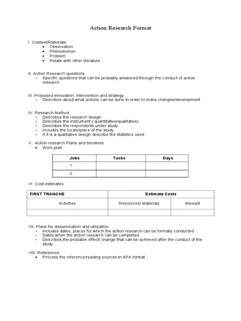 Action Research Format Guide | PDF | Art