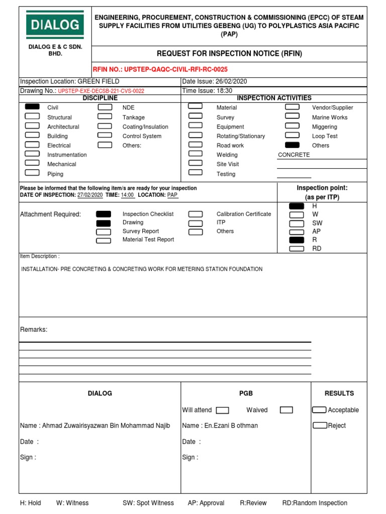 Inspection Notice for Metering Station | PDF | Technology & Engineering
