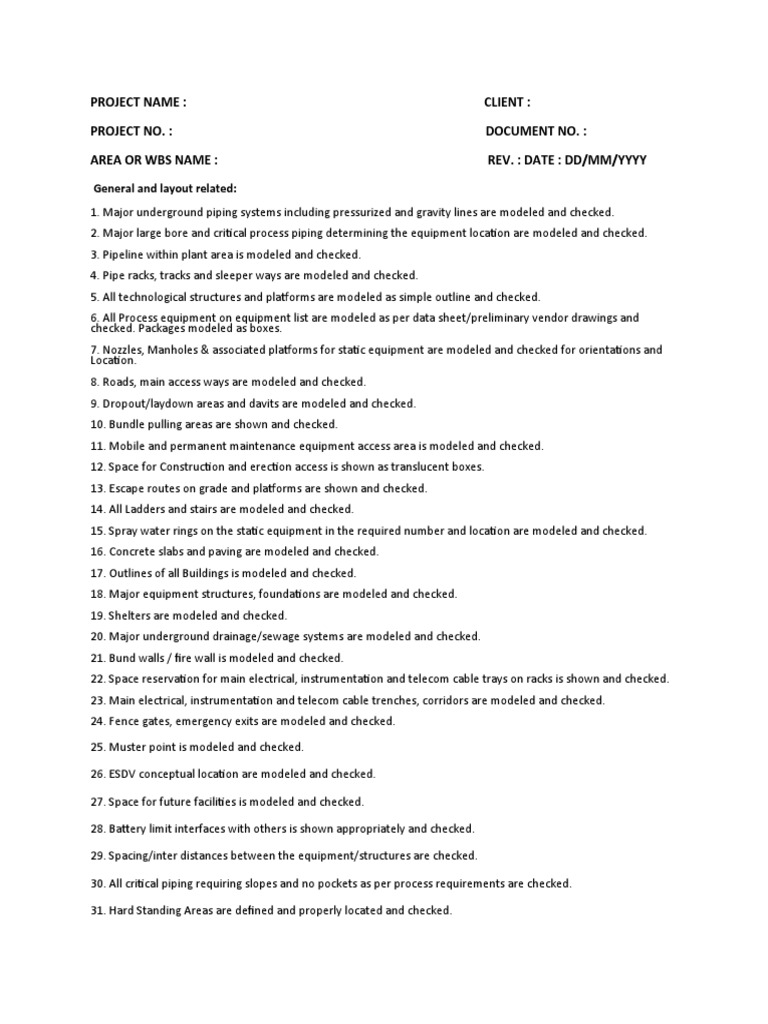 3D Model Review Checklist for Projects | PDF