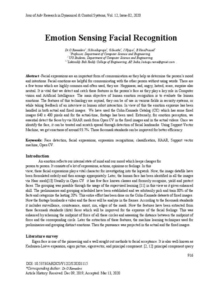 Emotion Recognition PDF | PDF
