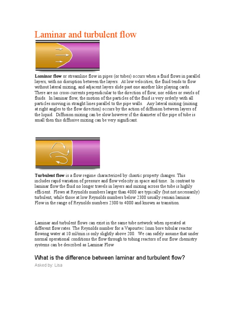 Laminar and Turbulent Flow | PDF | Laminar Flow | Fluid Dynamics