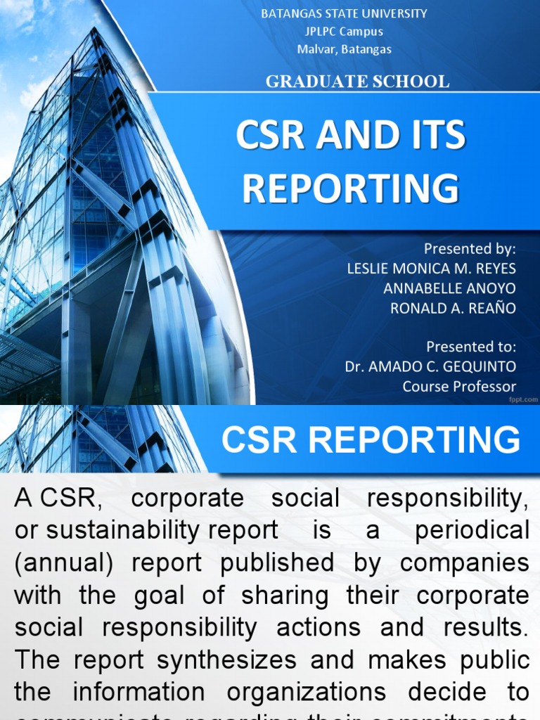 CSR and Its Reporting | PDF