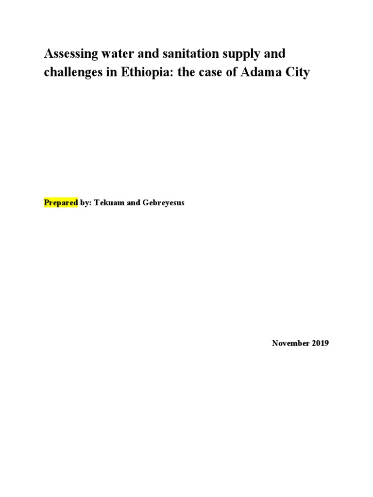 Water Supply Challenges in Adama City | PDF | Drinking Water ...