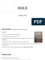 The main soil types mentioned in the document are:1. Alluvial soil 2. Laterite soil3. Black soil4. Red and yellow soil 5. Arid soil