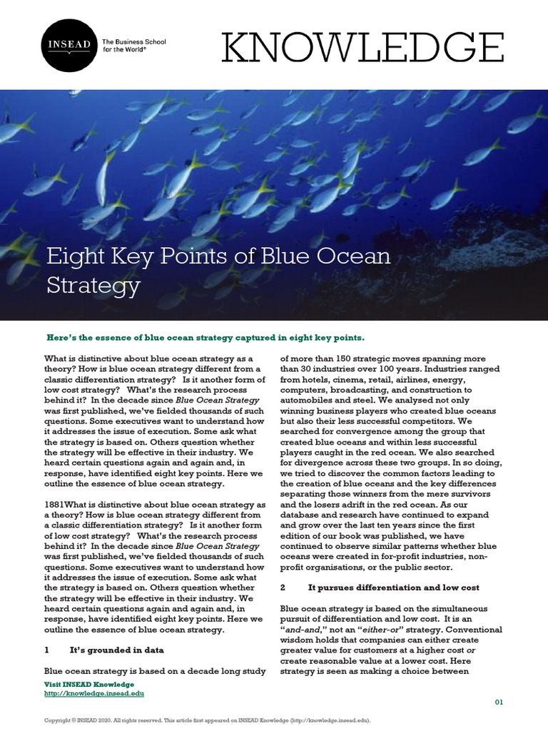 Insead Knowledge Eight Key Points of Blue Ocean Strategy PDF PDF