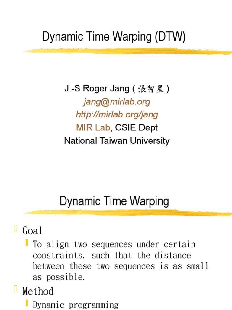 Dynamic Time Warping Guide | PDF