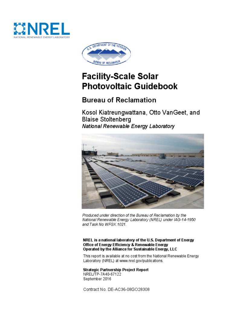 Facility-Scale Solar Photovoltaic Guidebook: Bureau of Reclamation ...