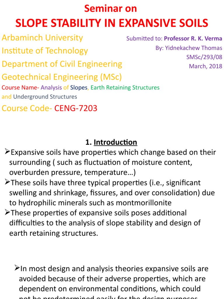 Analysis of Surficial Slope Stability in Expansive Soils | PDF | Soil ...