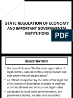 State Regulation of Economy: and Important Governmental Institutions