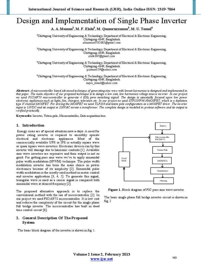 Design and Implementation of Single Phase Inverter | PDF