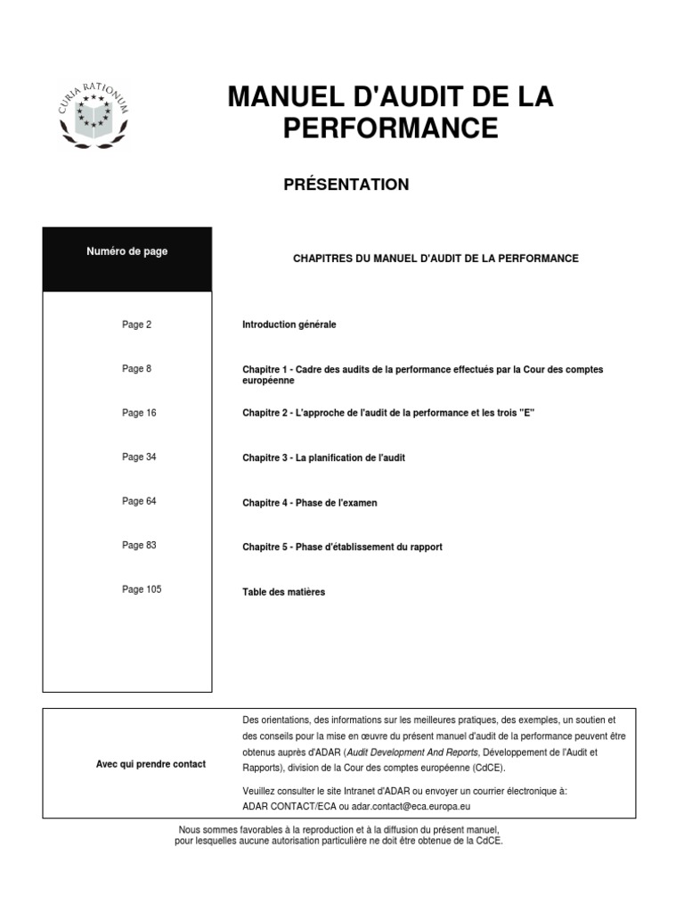 Performance Audit Manual FR | PDF | Audit | Commission européenne