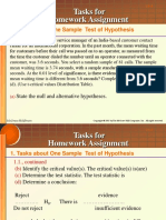 Tasks For Homework Assignment: 1. Tasks About One Sample Test of Hypothesis