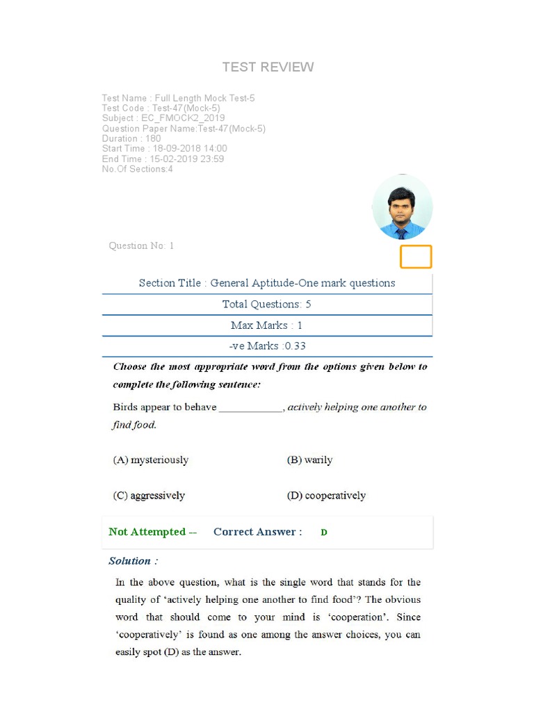 Full Length Mock Test - 5 PDF | PDF | Career & Growth | Computers