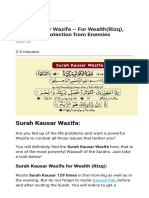 Surah Kausar Wazifa - For Wealth (Rizq) Hajat and Protection From Enemies PDF