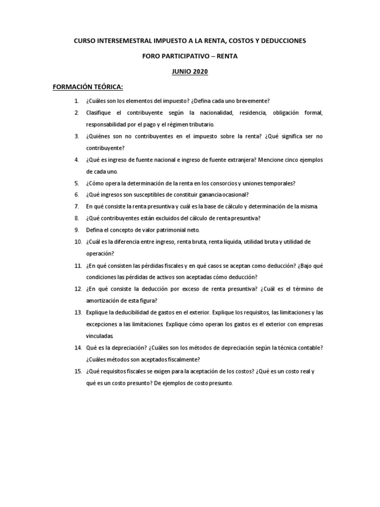 Curso Intersemestral: Impuesto a la Renta | PDF | Impuesto sobre la ...