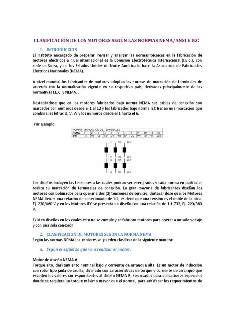 Clasificación de Motores según Normas NEMA | PDF | Esfuerzo de torsión ...
