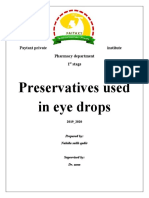 Preservatives Used in Eye Drops: Paytaxt Private Institute Pharmacy Department 1 Stage