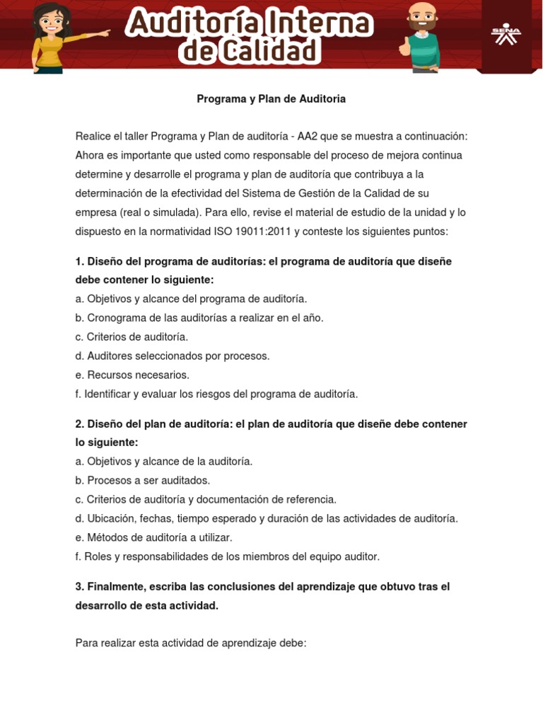 Programa y Plan de Auditoría ISO 19011 | PDF | Auditoría | Planificación