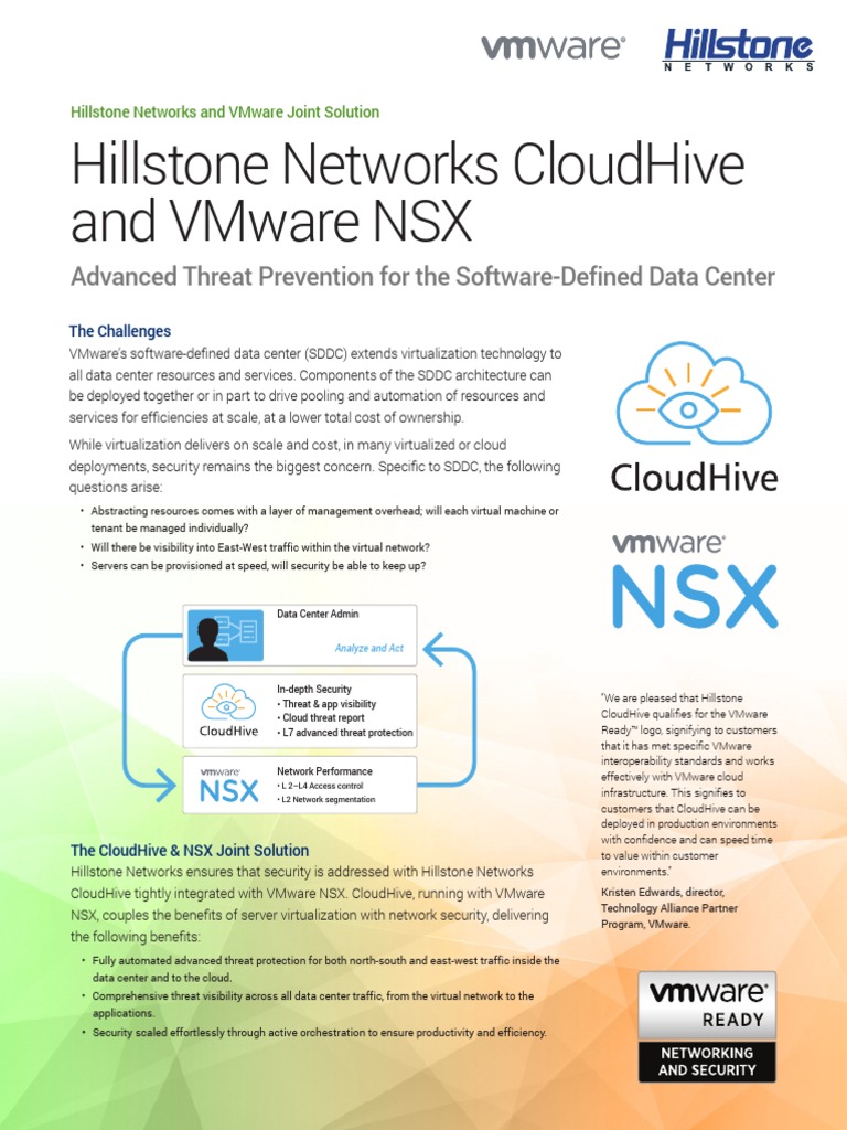 The Hillstone CloudHive and VMware NSX Joint Solution | PDF | V Mware ...
