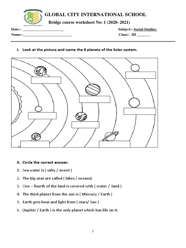 Social - ST GR - 3 Bridge Course Worksheet - 1 | PDF