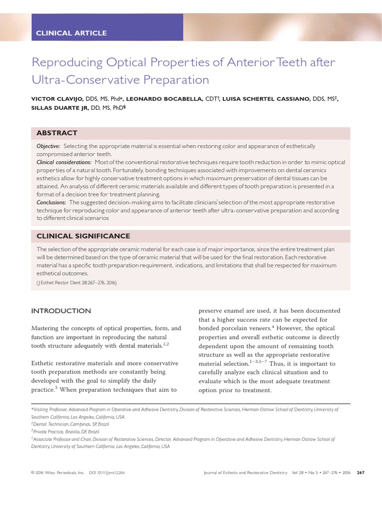 Selecting the Appropriate Restorative Material A DecisionMaking