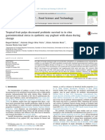 Tropical Fruit Pulps Decreased Probiotic Survival To in Vitro Gastrointestinal Stress in Synbiotic Soy Yoghurt With Okara During Storage